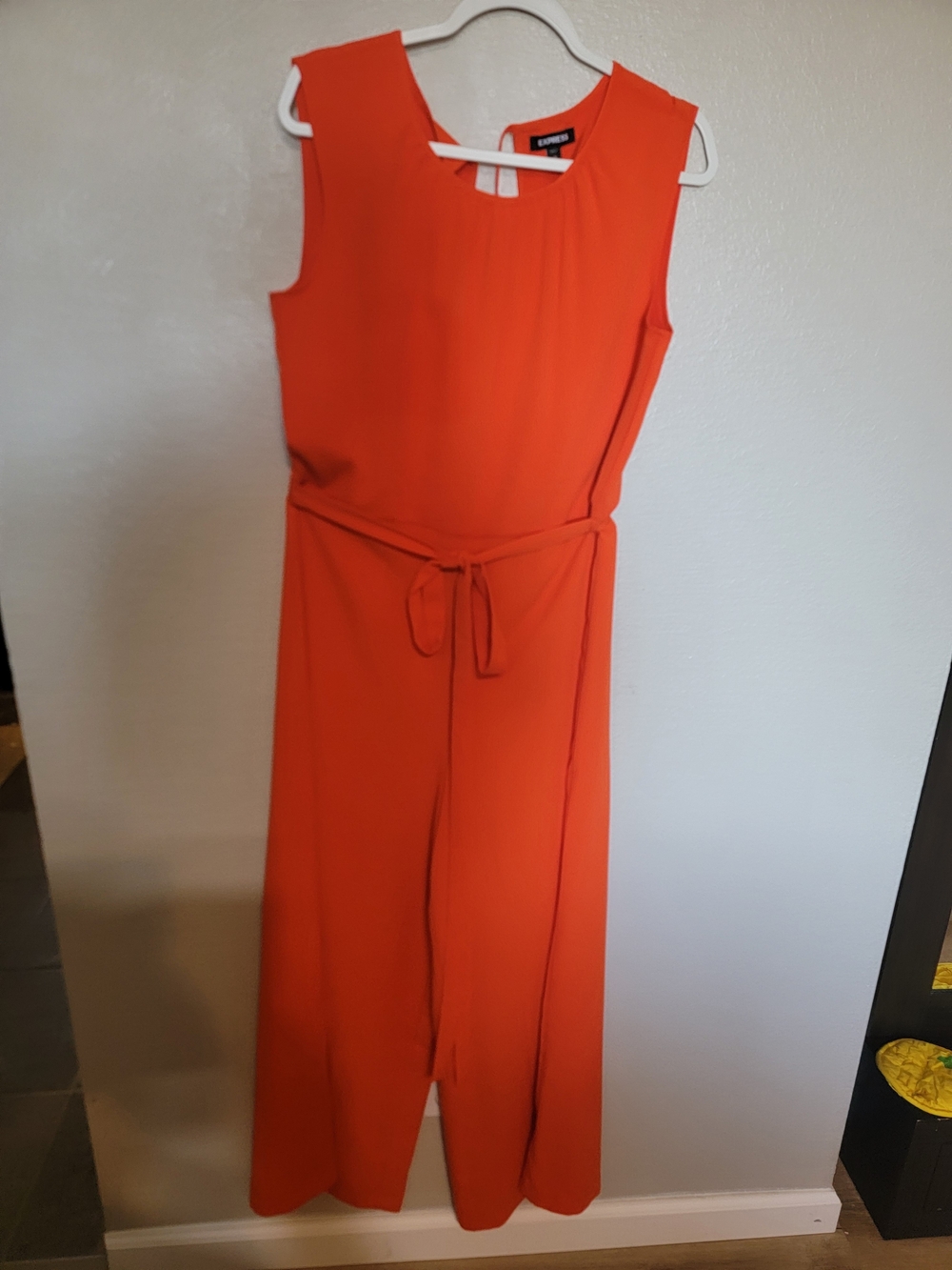 Sleeveless Orange Belted Jumpsuit - Unknown Brand